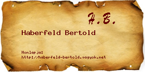 Haberfeld Bertold névjegykártya